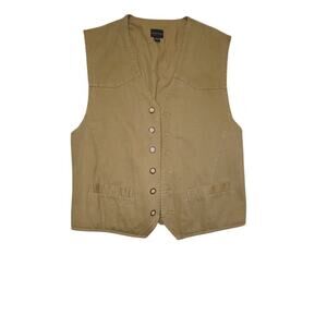 Vintage Structure Khaki Cotton Utility Vest – Unisex M